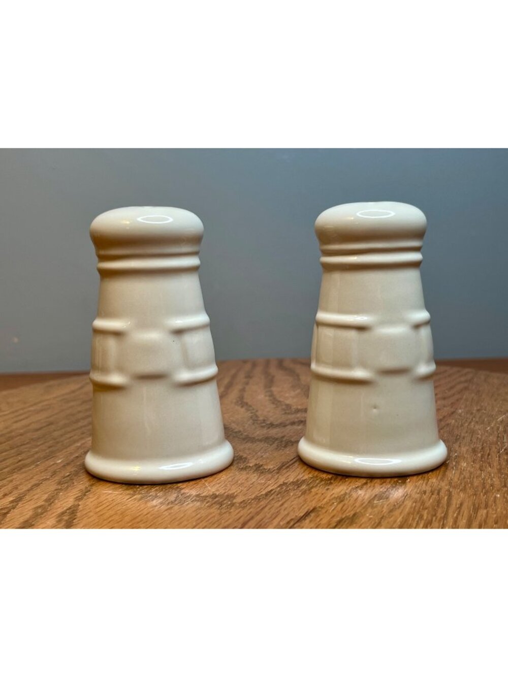 Vintage Longaberger Ivory Woven Traditions Tall Salt and Pepper Shakers